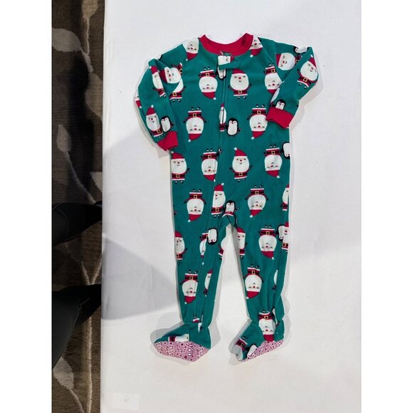 Carters Just One You Fleece Santa Clause Christmas Footed Pajamas Size 2 Toddler - Picture 10 of 16